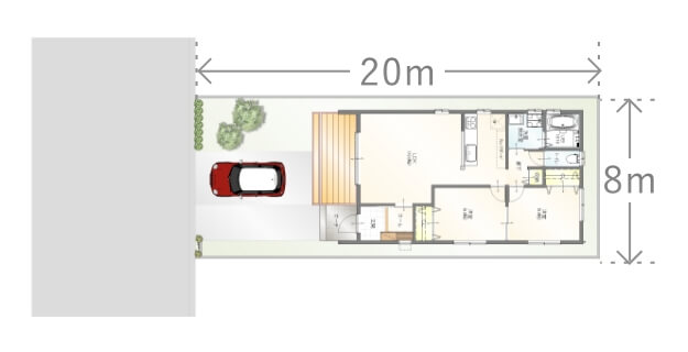 シンプルで無駄がない造りで、狭小地でも建てられます